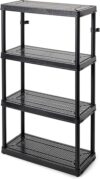 Gracious Living 14″ X 32″ X 54.5″ 4-Shelf Resin Storage Organizer, Black