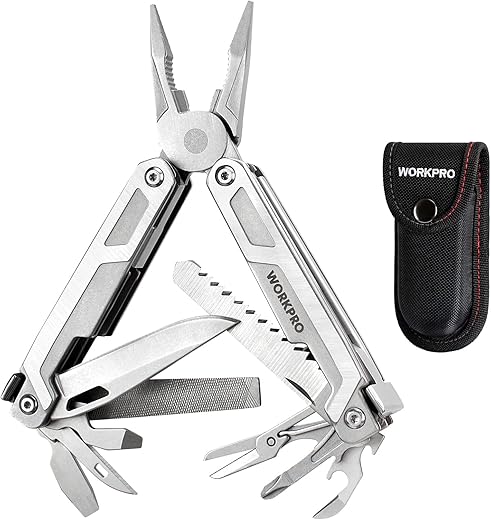 WORKPRO 15-in-1 Pocket Multitool With Sheath