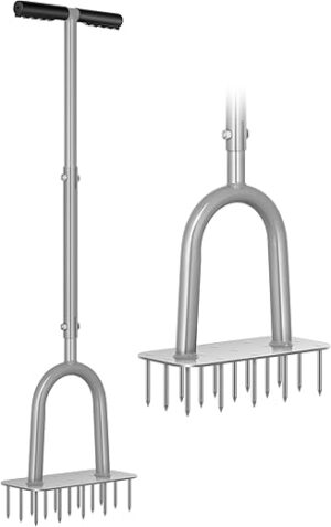 VIVOSUN 15-Spike Lawn Aerator Tool, Efficient Manual Dethatcher
