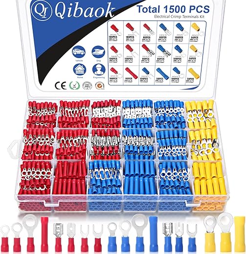 Qibaok 1500pcs Insulated Electrical Wire Connectors Kit