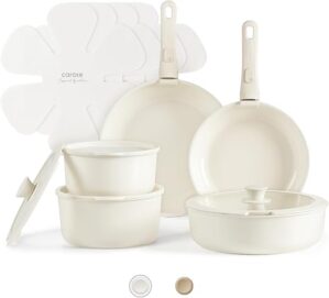 CAROTE 15pcs Ceramic Nonstick Cookware Set, Induction Safe