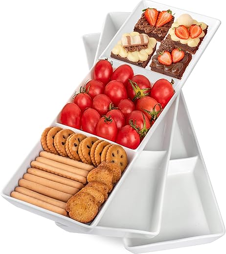 DELLING 16" Ceramic 3-Section Stackable Serving Tray