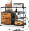 DEVAISE 2 Drawer Locking File Cabinet With Charging Station