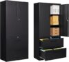 PEUKC 2-Drawer Metal File Cabinet With Shelves