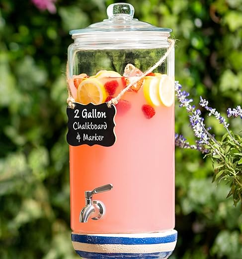 Le'raze 2 Gallon Glass Drink Dispenser