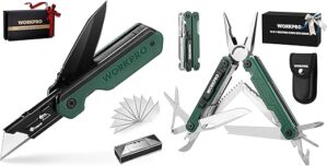 WORKPRO 2-in-1 Folding Utility Knife & Multi Tool Pliers