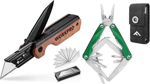 WORKPRO 2-in-1 Folding Utility Knife Multitool