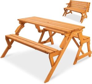 Best Choice Products 2-in-1 Transforming Outdoor Wooden Picnic Table