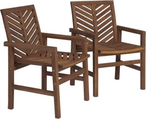 Walker Edison 2 Piece Chevron Wood Outdoor Chair Set