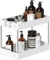 SPACEKEEPER 2-Tier Sliding Under Sink Organizer, White