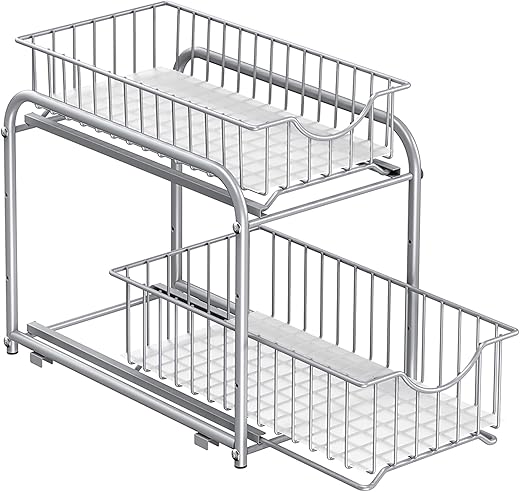 SONGMICS 2-Tier Stackable Cabinet Organizer