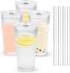 Icesip 20 Oz Drinking Glass Set With Lids