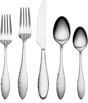 Alata 20-Piece Hammered Stainless Steel Silverware Set