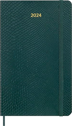 Moleskine 2024 Ethical Weekly Planner, Large, Boa Green