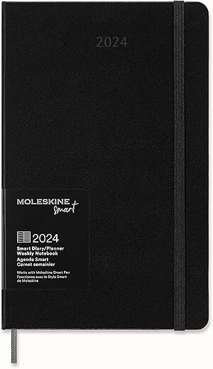 Moleskine 2024 Smart Weekly Planner, Large, Black