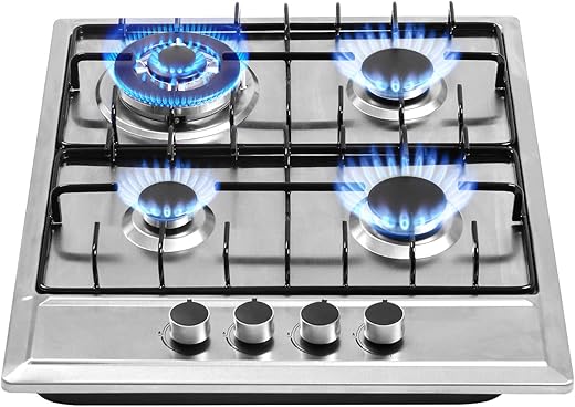 forimo 24"x20" Stainless Steel Gas Cooktop, 4 Burners