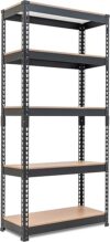 HOMEDANT 28″W X 12.3″D X 59.5″H 5-Tier Adjustable Metal Shelving Unit