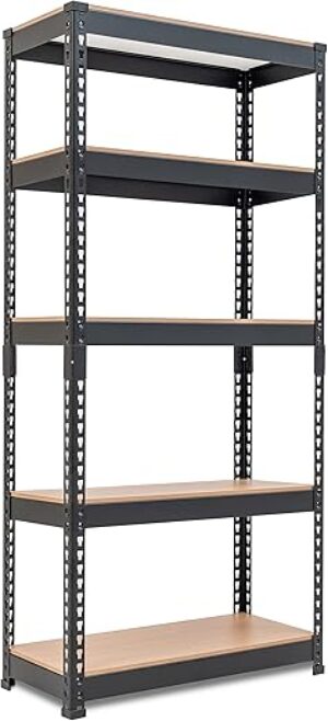 HOMEDANT 28″W X 12.3″D X 59.5″H 5-Tier Adjustable Metal Shelving Unit