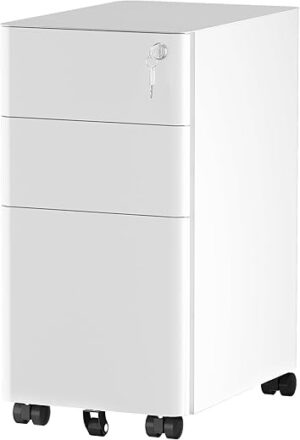YITAHOME 3-Drawer Metal Filing Cabinet, White