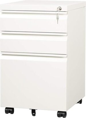 DEVAISE 3-Drawer Mobile File Cabinet, White