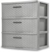 RAKTDA 3 Drawer Wide Plastic Weave Tower
