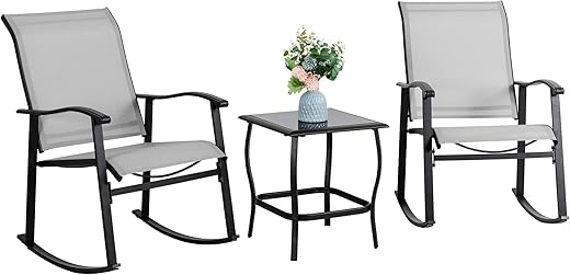 Vongrasig 3 Piece Outdoor Rocking Bistro Set