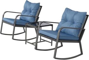 HLNPTN 3 Piece Outdoor Rocking Chair Set