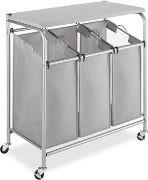 Whitmor 3 Section Rolling Laundry Sorter