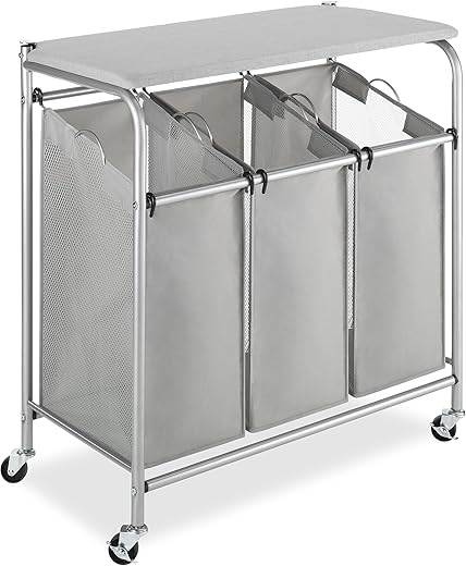 Whitmor 3 Section Rolling Laundry Sorter