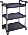 MaxWorks 3-Shelf Utility Plastic Cart, Black