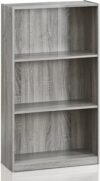 Furinno 3-Tier Bookcase Storage Shelves, Grey