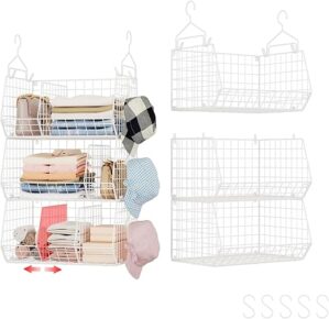 Jautokerdar 3 Tier Closet Hanging Shelves White