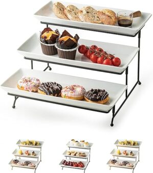 Cormomu 3 Tier Collapsible Serving Tray, 14 Inches