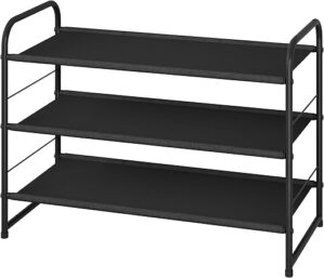 Simple Trending 3-Tier Expandable Shoe Rack, Black