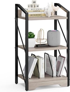 Vagusicc 3 Tier Industrial Rustic Bookshelf Organizer