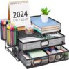 Marbrasse 3 Tier Mesh Desk Organizer with Drawer