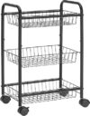 SONGMICS 3-Tier Rolling Cart With Baskets UBSC03BK