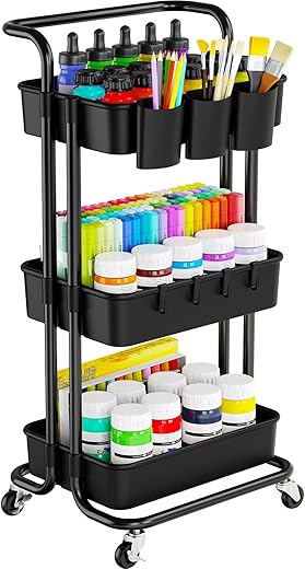 Pipishell 3 Tier Rolling Slim Bathroom Cart