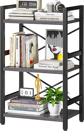 Homeiju 3 Tier Rustic Etagere Book Shelf