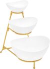 Sheffield Home 3-Tier Serving Set: White Stoneware Bowls