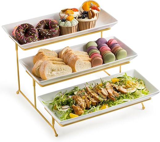 LYEOBOH 3 Tier Serving Stand With Platters Set