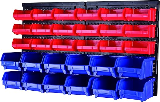 MaxWorks 30-Bin Wall Mount Parts Rack 80694