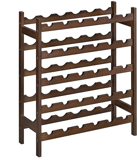 SONGMICS 30-Bottle 5-Tier Bamboo Wine Rack UKWR025D01