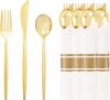LUODA 30 Pack Pre Rolled Gold Cutlery Set