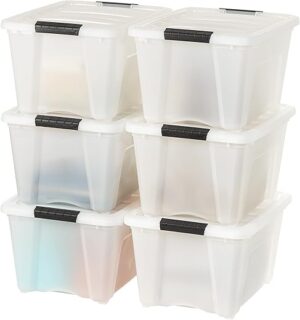 IRIS 32 Qt Stackable Storage Bins, 6 Pack