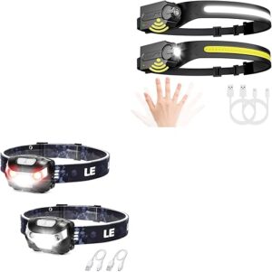 Lighting EVER 3200008-2 LED Rechargeable Headlamp Super Bright