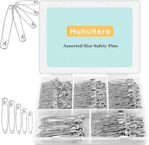 Huhuhero 340 Pack Assorted Safety Pins, 5 Sizes