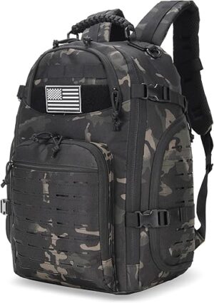 W WINTMING 35L Heavy Duty Military Backpack (BlackCP)