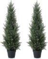 Laiwot 3FT Artificial Cedar Topiary Trees Set