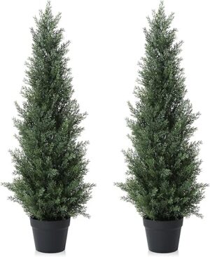 Laiwot 3FT Artificial Cedar Topiary Trees Set